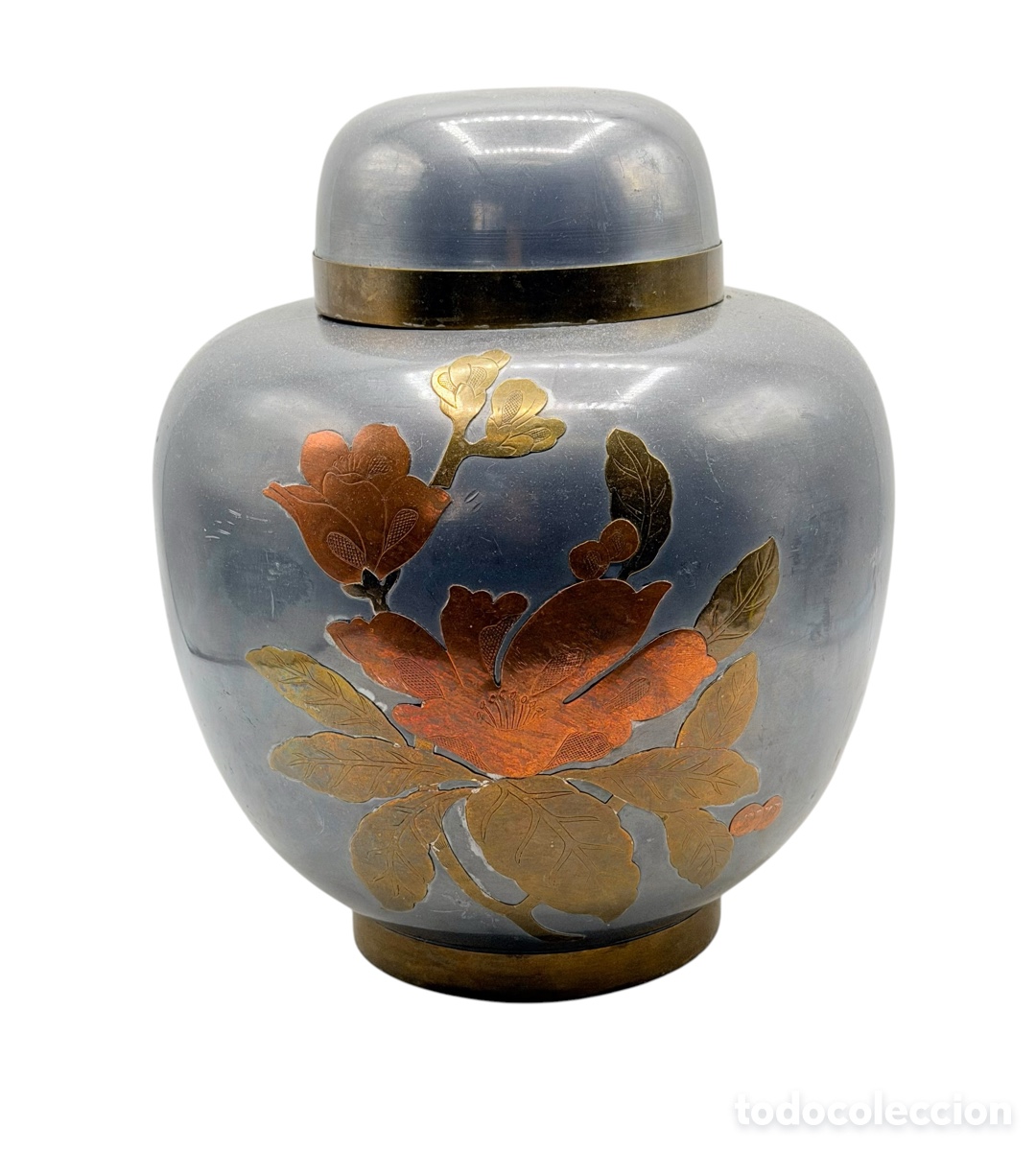 Antig&uuml;edades: Antiguo Jarr&oacute;n con Tapa Modernista de Metal