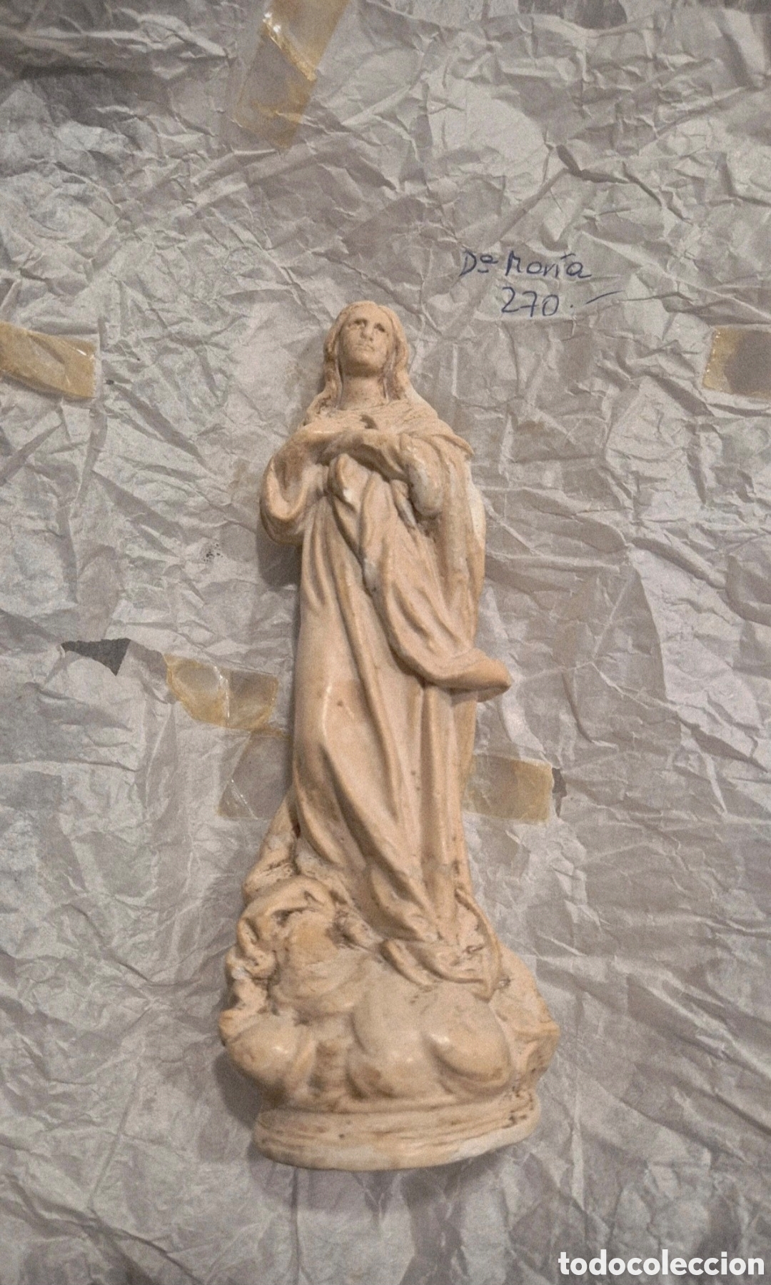 Antig&uuml;edades: Virgen Inmaculada antigua a&ntilde;os 40 figura yeso