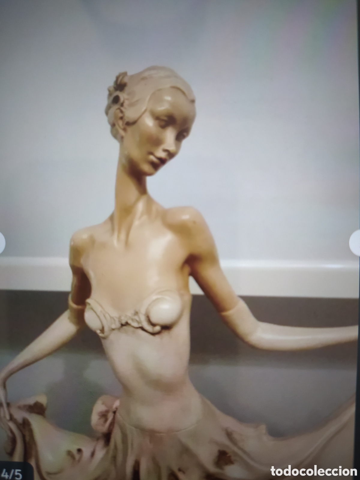 Antig&uuml;edades: Figura bailarina con base de madera - Foto 4