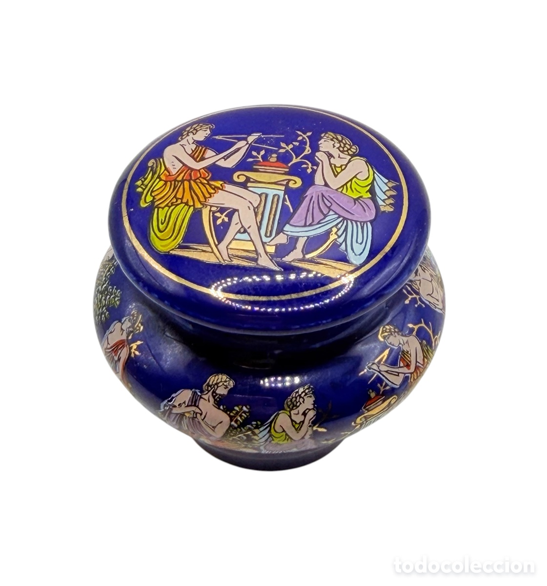 Antiguidades: Caja de Cer&aacute;mica con Decoraci&oacute;n Mitol&oacute;gica