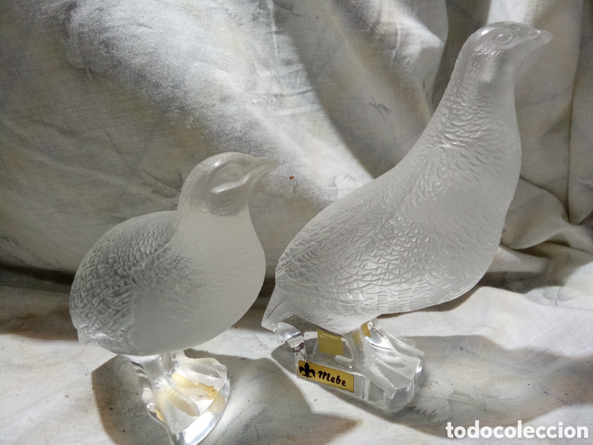 Antiques: PRECIOSA PAREJA DE PALOMAS PICHONES DE CRISTAL DE LALIQUE
