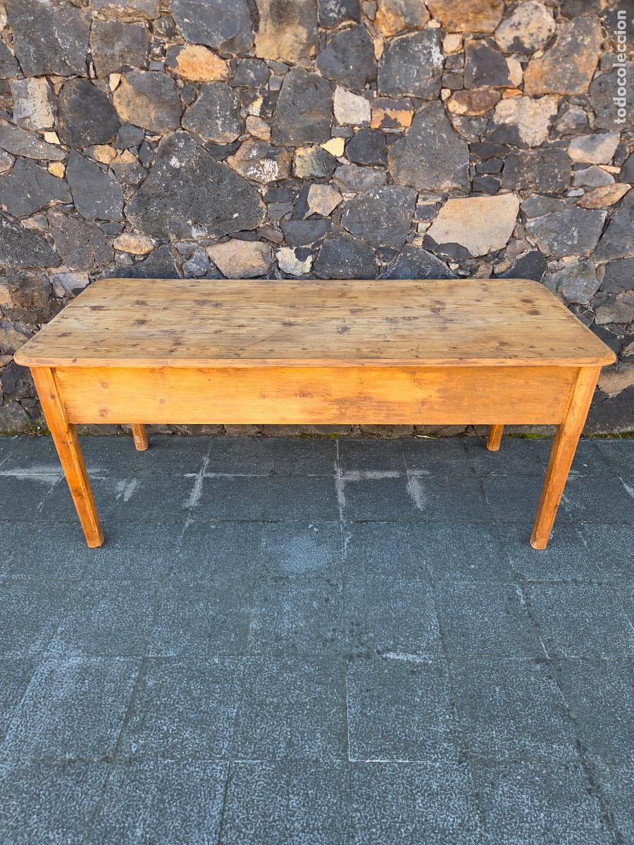 Antig&uuml;edades: Antigua Mesa R&uacute;stica Catalana - Madera de Pino - con Caj&oacute;n - S.XIX
