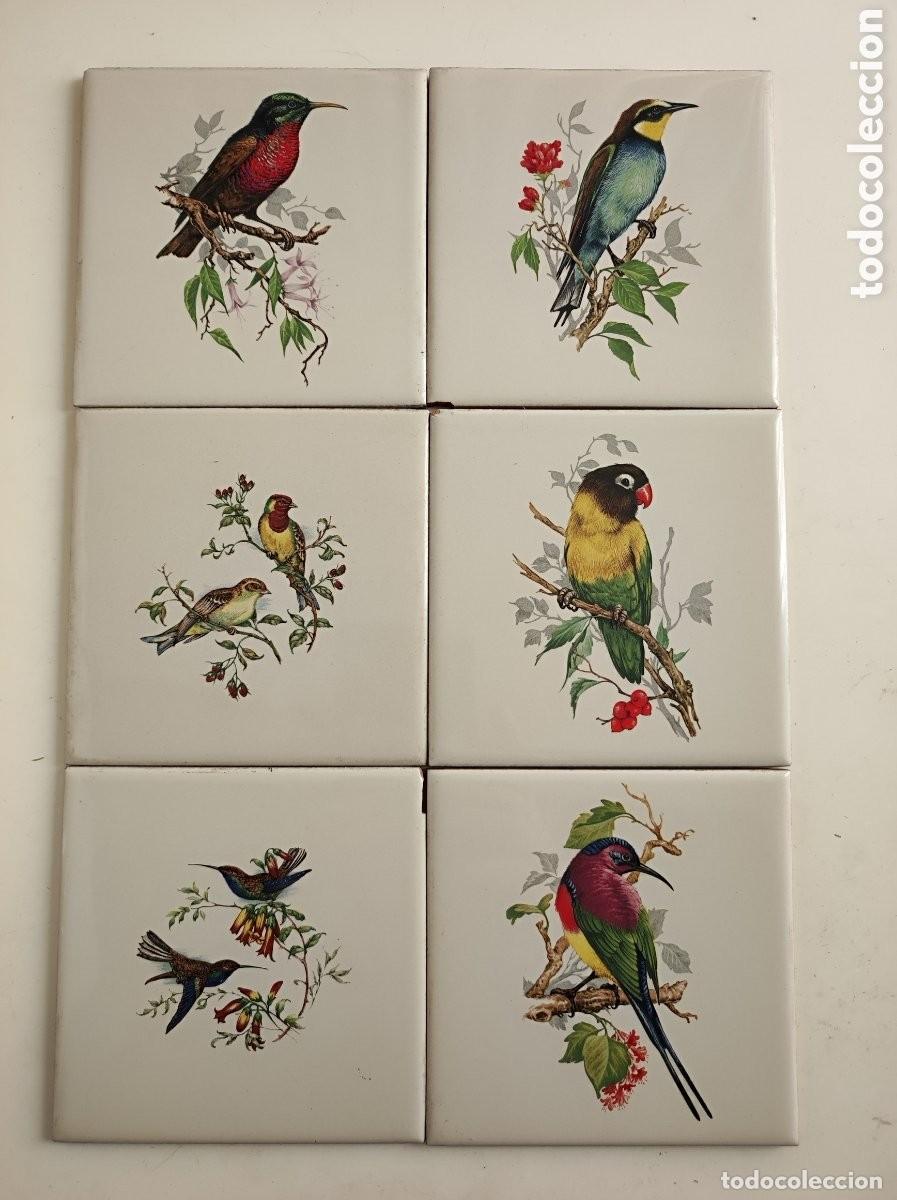 Antiguidades: Lote de 6 azulejos pajaros - Ceramica Alcora - Almazora
