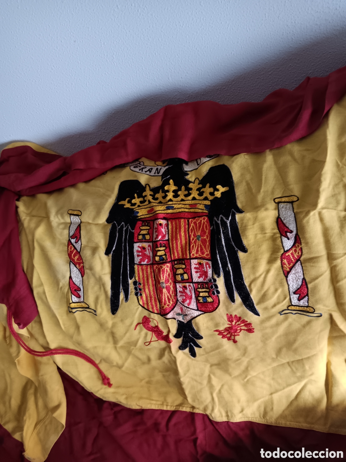 Antig&uuml;edades: Bandera de Espa&ntilde;a bordada &aacute;guila de San Juan