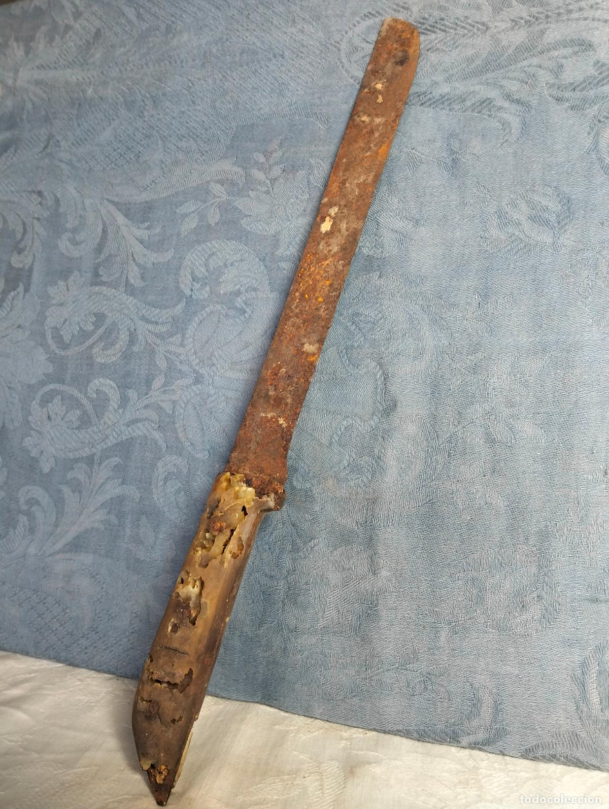 Antig&uuml;edades: Antiguo cuchillo de cocina o caza mango de hueso o cuerno filo de hierro desgastado a&ntilde;os 30-40