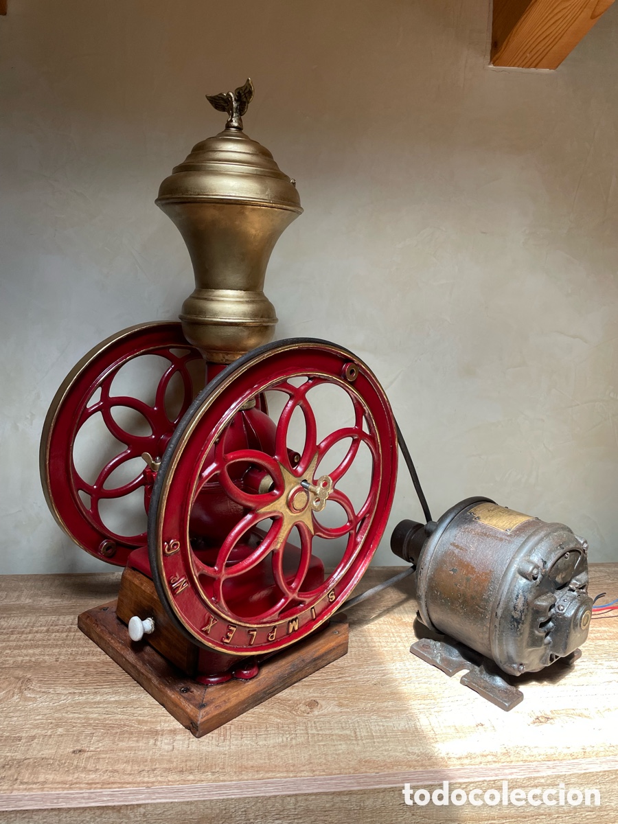Antig&uuml;edades: Molinillo de caf&eacute; Simplex 6 con motor, polea y correa originales - Foto 1