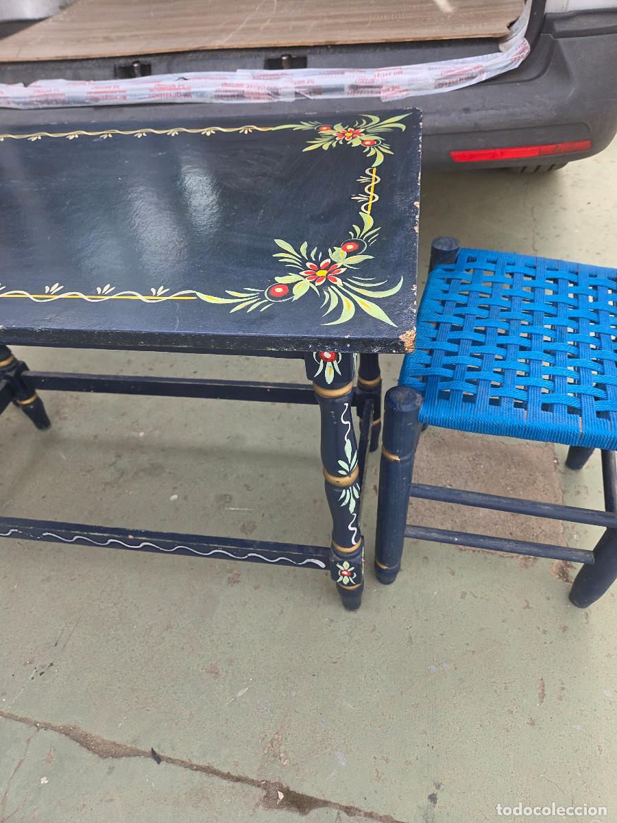 Antig&uuml;edades: mesa y 2 sillas de galarosa - Foto 8