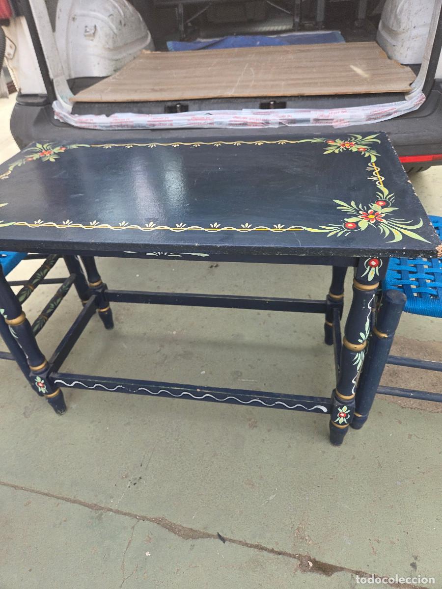 Antig&uuml;edades: mesa y 2 sillas de galarosa - Foto 9