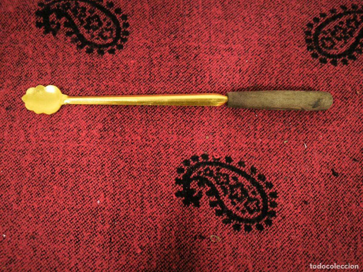 Antiquit&eacute;s: Antiguo Cubierto Antiguo Dorado 29 Cm &ndash; Mango De Madera Y Dise&ntilde;o Cl&aacute;sico