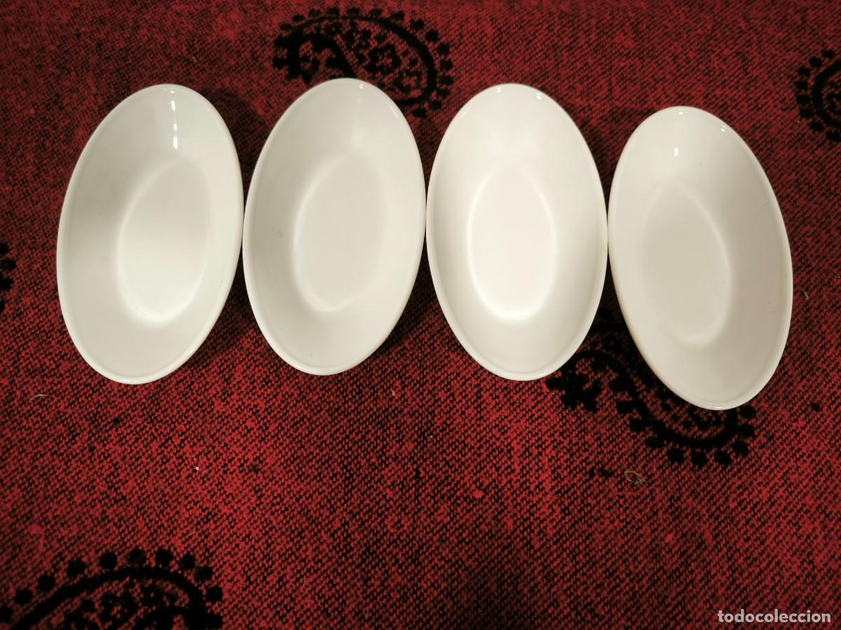 Antiguidades: Set 4 Platos Ovalados De Porcelana 14 Cm &ndash; Bandejas Para Aperitivos Elegantes
