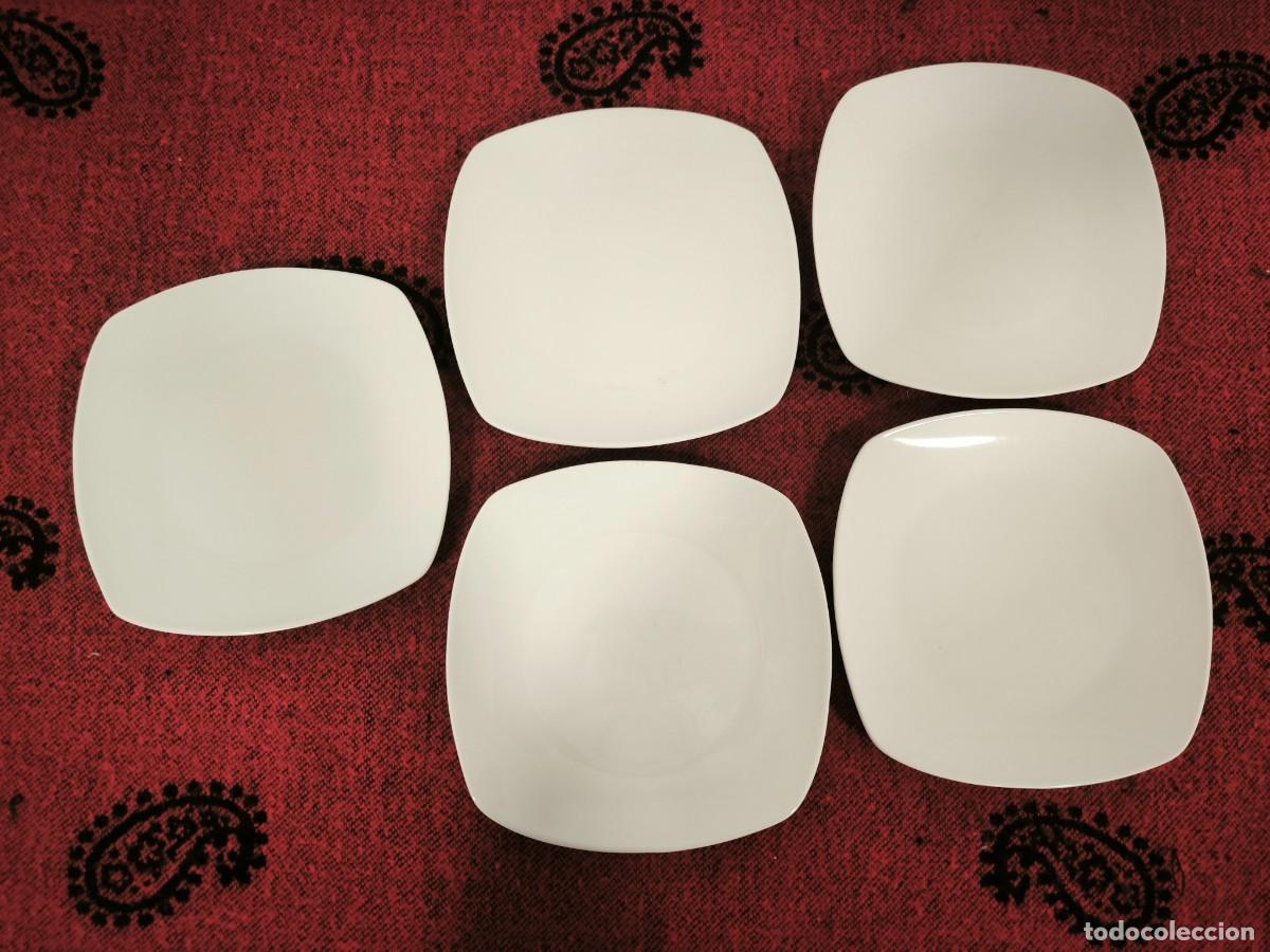Antiguidades: Lote De 6 Platos Cuadrados Blancos 18,5 Cm &ndash; Vajilla Elegante Y Vers&aacute;til