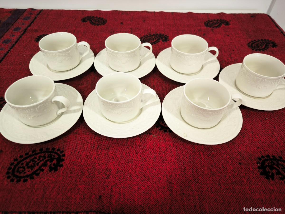 Antiques: Juego De Caf&eacute; Vintage - 7 Tazas Con Plato De Porcelana Blanca &ndash; Vajilla Elegante Garland