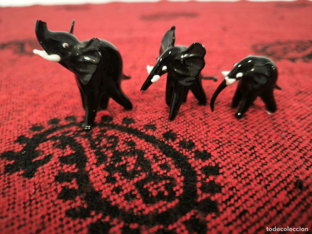 Oggetti Antichi: Lote De 3 Figuras De Elefantes De Cristal De Murano &ndash; Miniaturas Decorativas Vintage