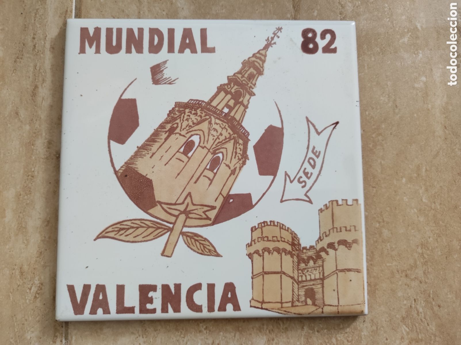 Antiques: Azulejos sede mundial Espa&ntilde;a 82 Valencia Alcora 15x15 cm