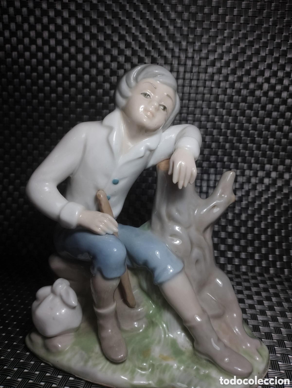 Antig&uuml;edades: Figura porcelana vintage TENGRA ni&ntilde;o sentado