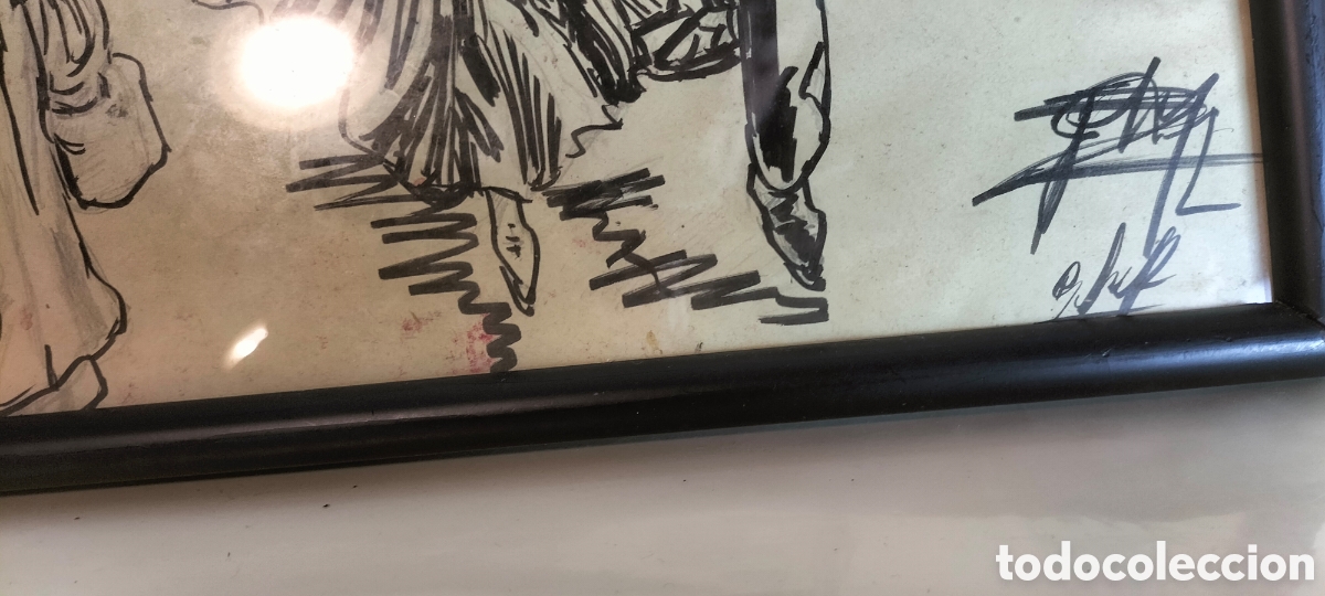 Antig&uuml;edades: Cuadro antiguo de tinta china. - Foto 2