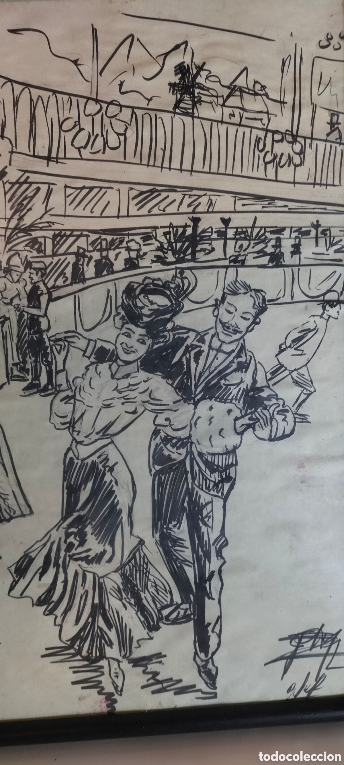 Antig&uuml;edades: Cuadro antiguo de tinta china. - Foto 3