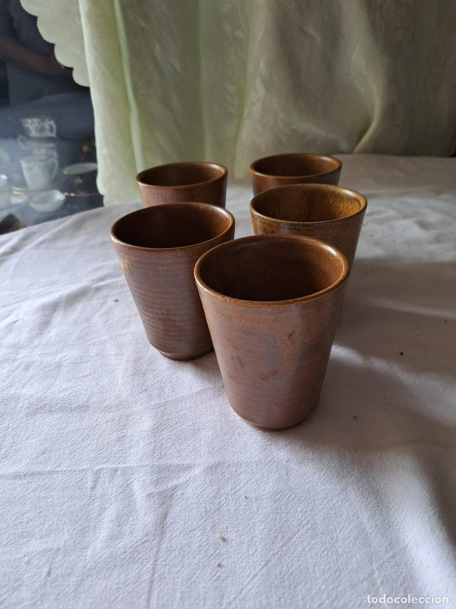 Antig&uuml;edades: Lote de 5 vasos de Manufacture des Gr&egrave;s et Poteries de Digoin. Rustico