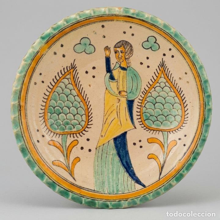 Antiquit&auml;ten: Plato Puente del Arzobispo - Firmado SANTAF&Eacute; - 28 cm - Cer&aacute;mica Toledo