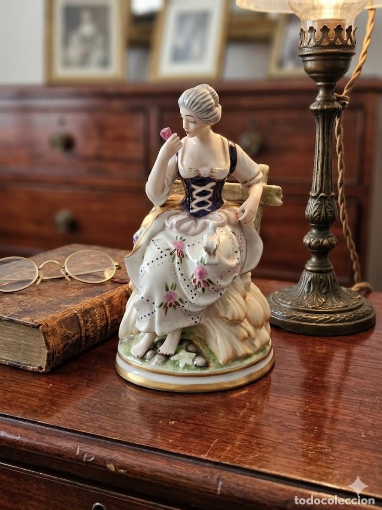 Antiques: Figura vintage decorativa porcelana marca &rdquo;Sauthier Collection&rdquo;