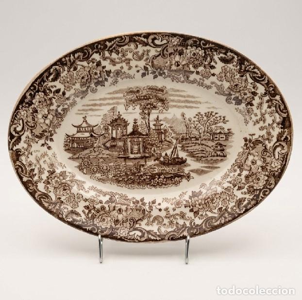 Antiques: Antigua Fuente La Cartuja de Sevilla - Pickman S.A. - Modelo Vistas Marr&oacute;n - Sello 1932-1965