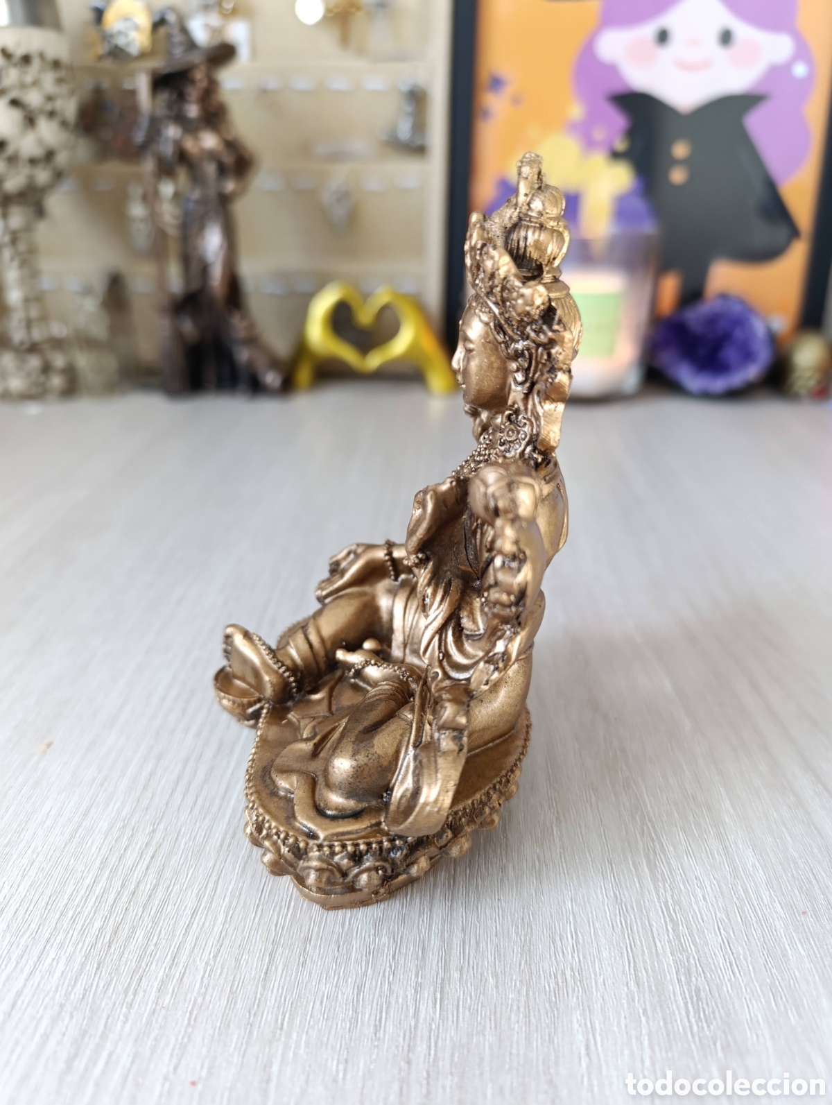 Antig&uuml;edades: Figura Diosa Tara en dorado - Foto 2