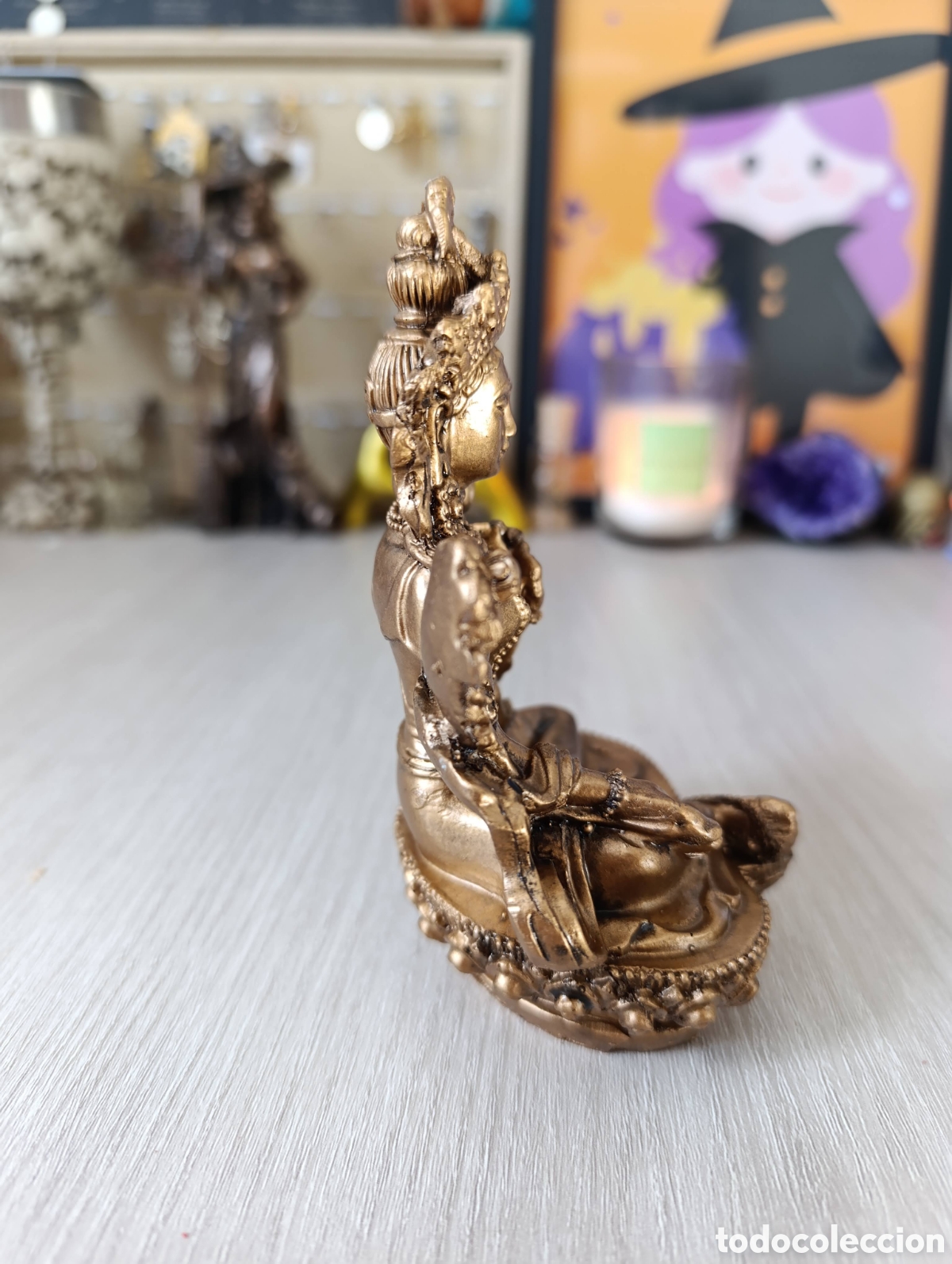 Antig&uuml;edades: Figura Diosa Tara en dorado - Foto 4