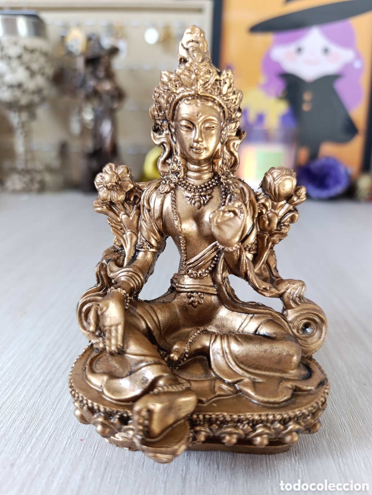 Antig&uuml;edades: Figura Diosa Tara en dorado - Foto 5