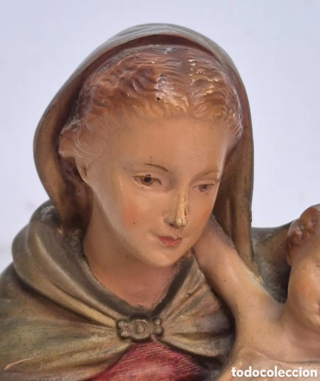 Antig&uuml;edades: Talleres de Olot, Virgen Mar&iacute;a con Ni&ntilde;o Jes&uacute;s policromado