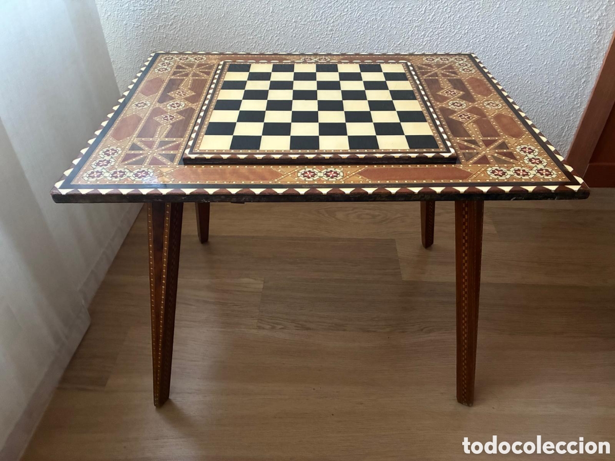 Antig&uuml;edades: Mesa tablero Ajedrez desmontable - Foto 7