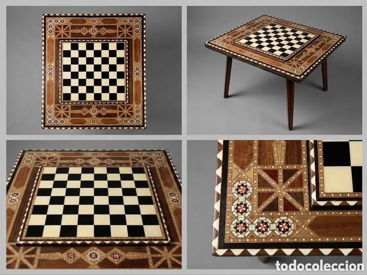 Oggetti Antichi: Mesa tablero Ajedrez desmontable