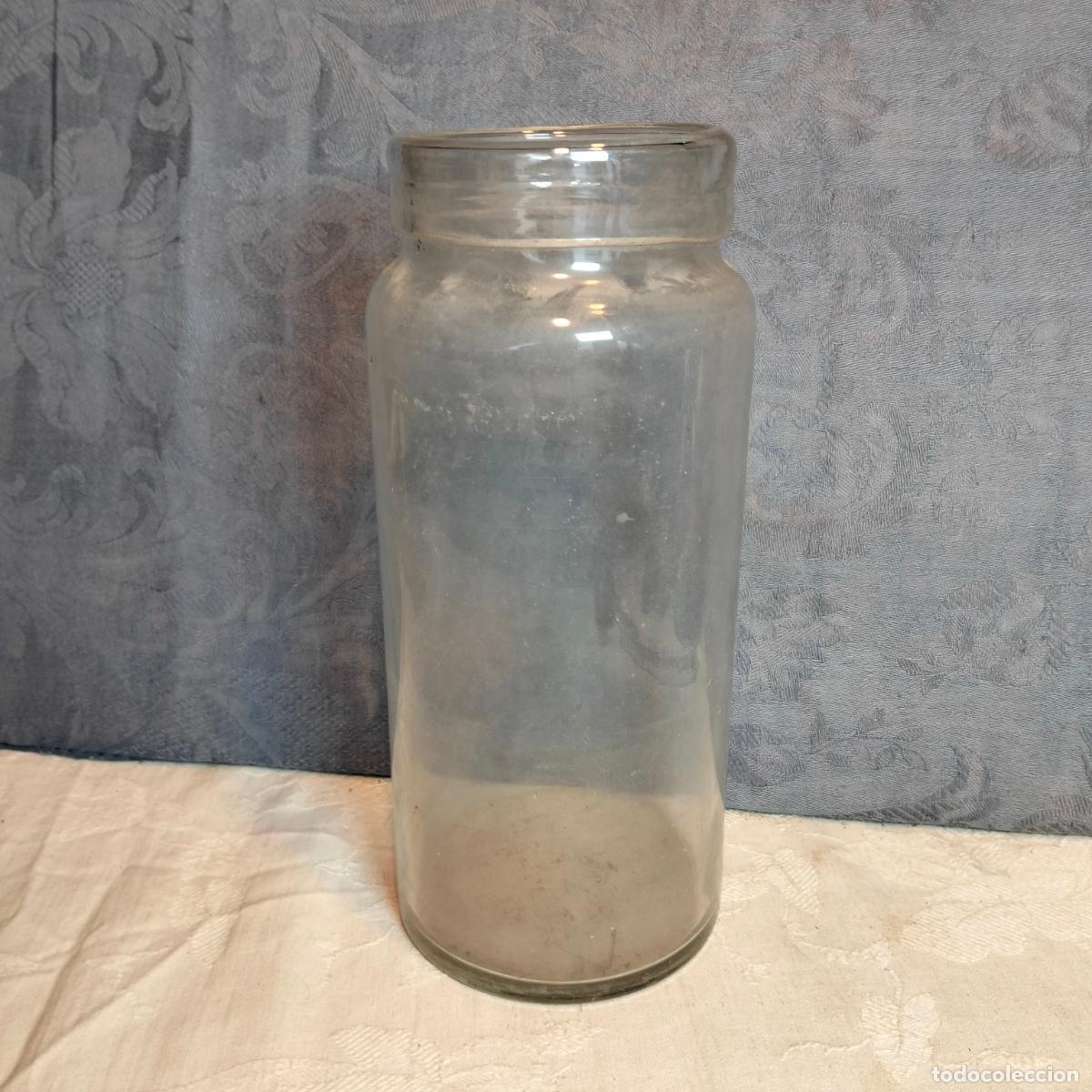 Antiques: Tarro bote de cristal soplado a mano de cristal transparente de tienda o colmado a&ntilde;os 20-30