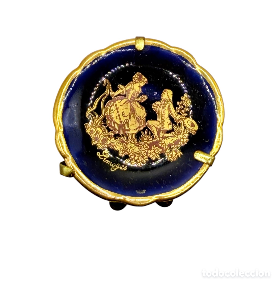 Antiques: Plato Cer&aacute;mica de Limoges Pintado en Oro