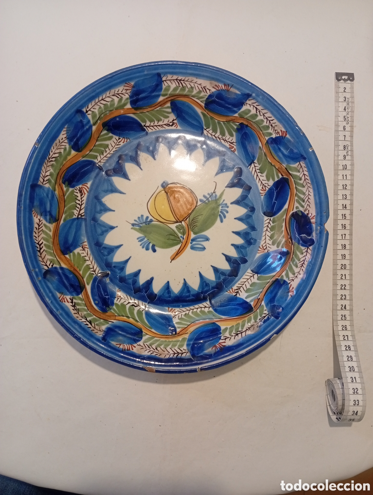 Antig&uuml;edades: Plato vintage tema frutal pintado a mano