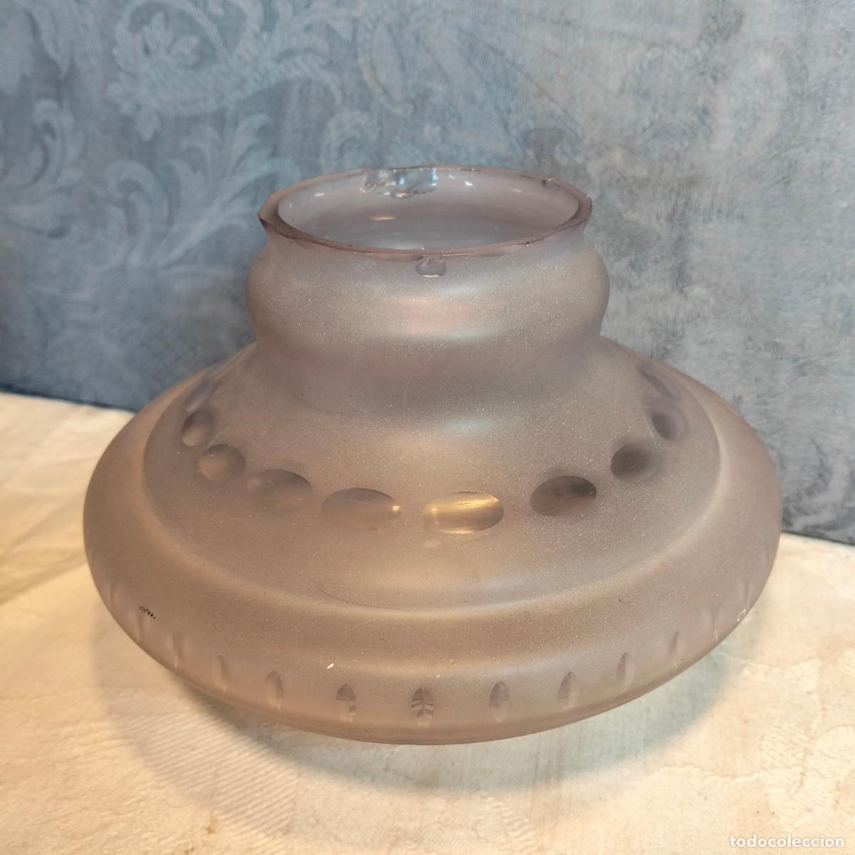 Oggetti Antichi: Tulipa para l&aacute;mpara de cristal soplado y tallado a mano repuestos de l&aacute;mparas despiece a&ntilde;os 50-60