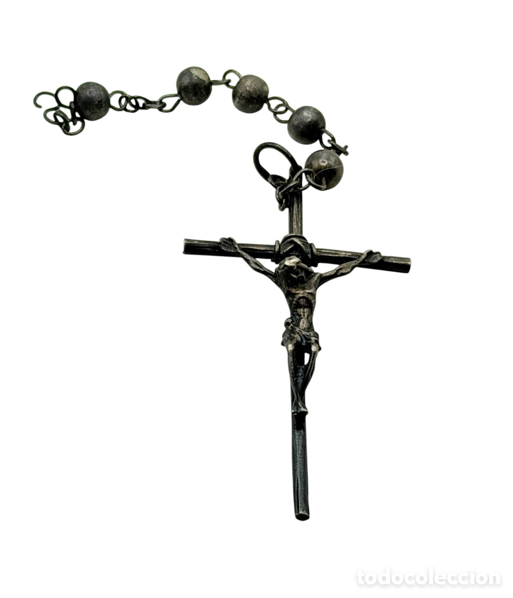 Oggetti Antichi: Antiguo Crucifijo Plateado