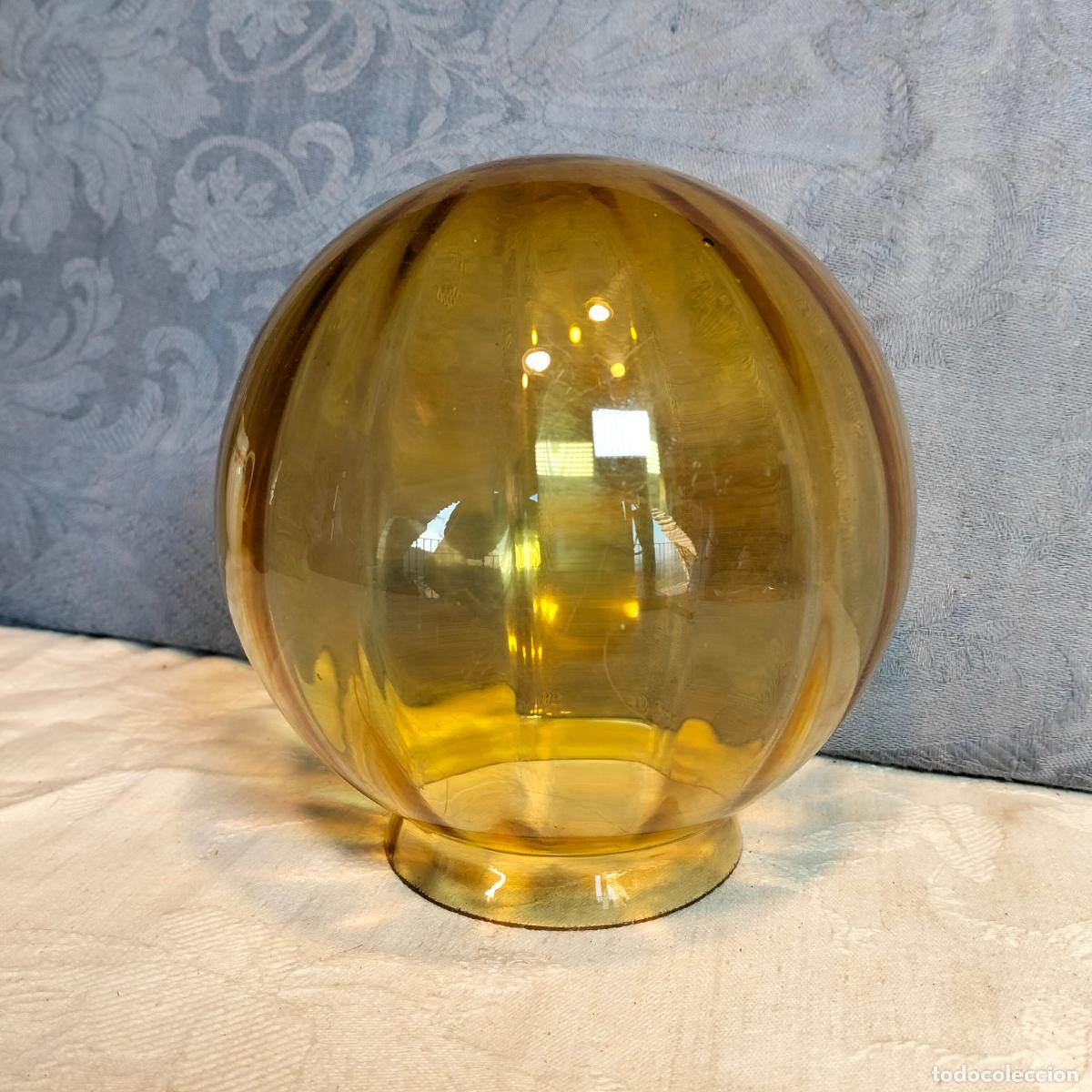 Oggetti Antichi: Tulipa esf&eacute;rica para farola nautica l&aacute;mpara de cristal &aacute;mbar repuestos de l&aacute;mparas despiece a&ntilde;os 60