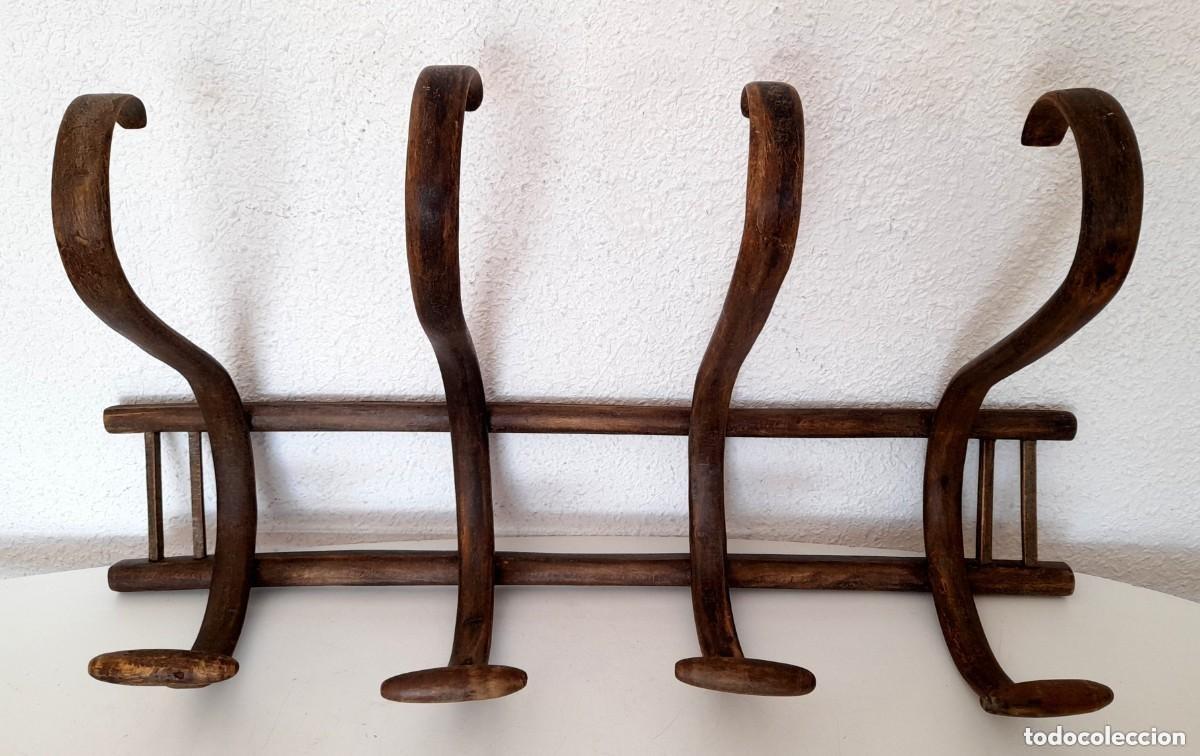 Antiquit&eacute;s: Perchero Sombrerero Pared Thonet Modernista Ppos. Siglo XX sin carcoma cuatro brazos 64cm