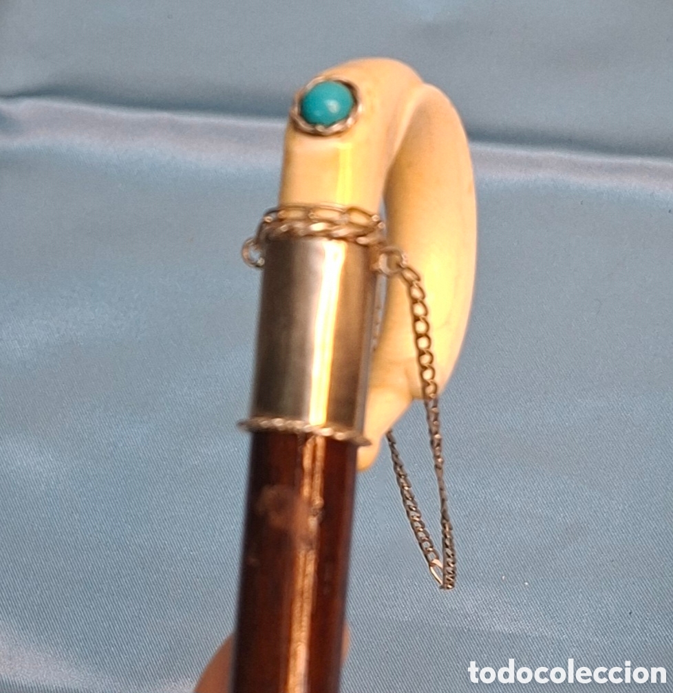 Antig&uuml;edades: Bast&oacute;n antiguo de Sra para caballo madera y plata S. XIX