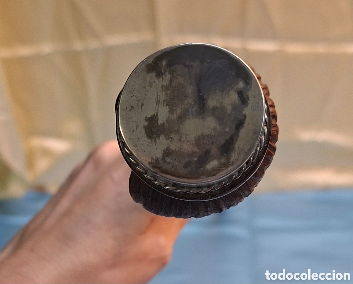 Antig&uuml;edades: Bast&oacute;n antiguo madera y plata cara payaso - Foto 8