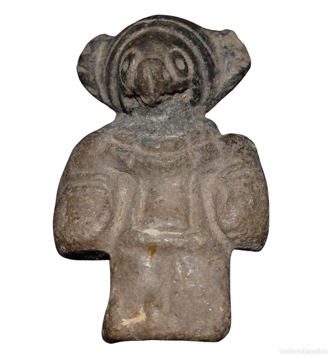 Antig&uuml;edades: 124-Colima Terracota, -figura Precolombina con cara de p&aacute;jaro-56 mm-siglos 100 AC/250 DC