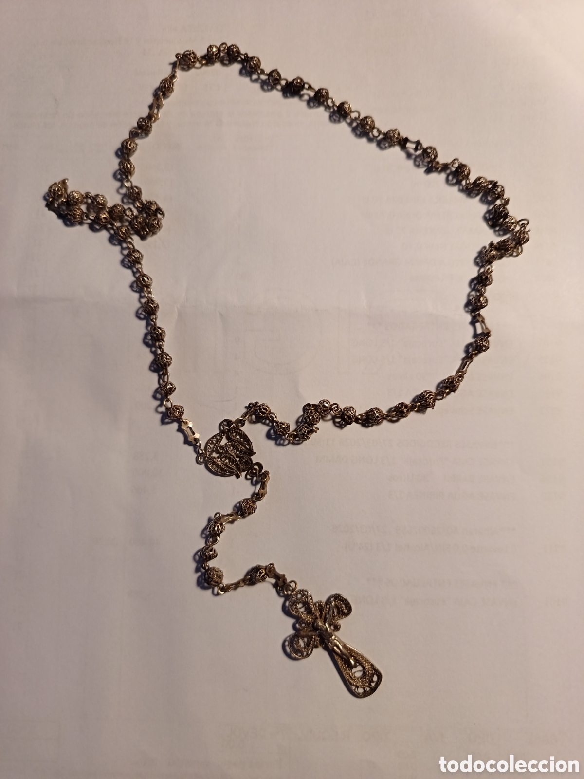 Antig&uuml;edades: ROSARIO DE PLATA EN FILIGRANA