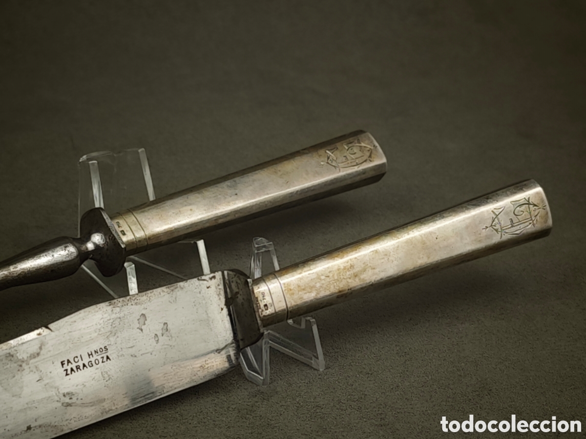 Antig&uuml;edades: Antiguo Conjunto para Servir Mangos de Plata - Foto 6