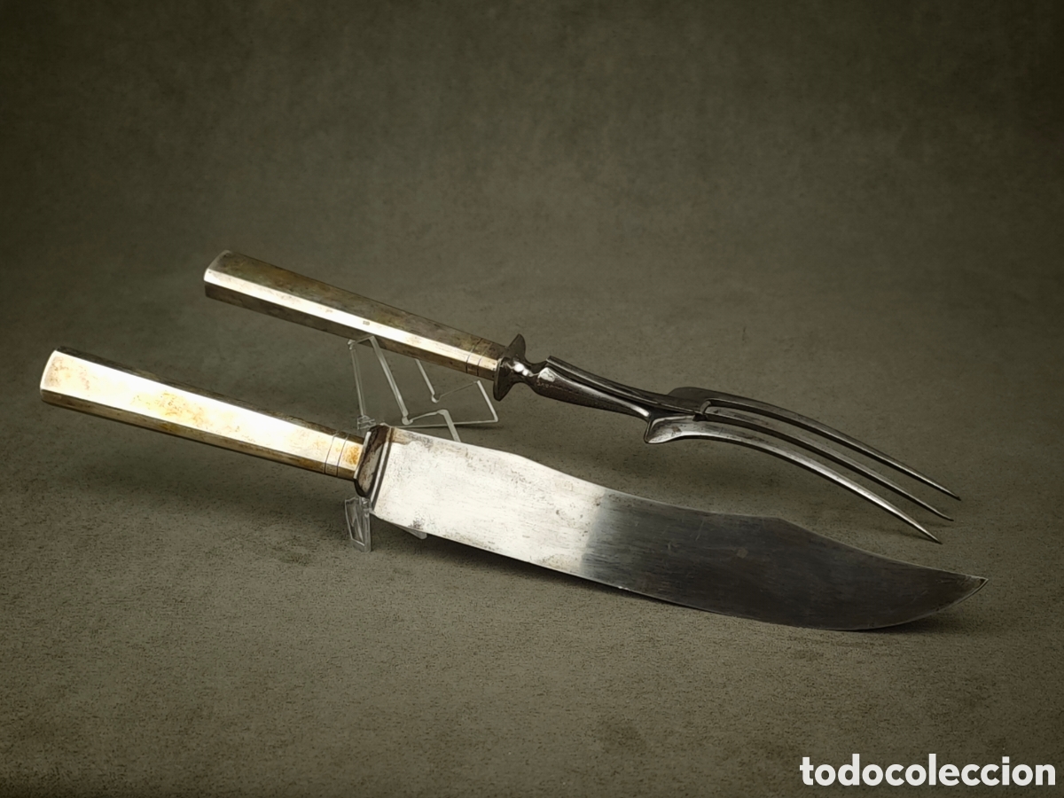 Antig&uuml;edades: Antiguo Conjunto para Servir Mangos de Plata - Foto 11