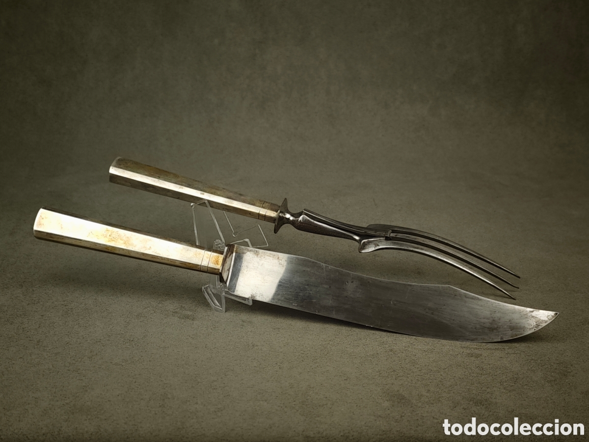 Antig&uuml;edades: Antiguo Conjunto para Servir Mangos de Plata - Foto 17