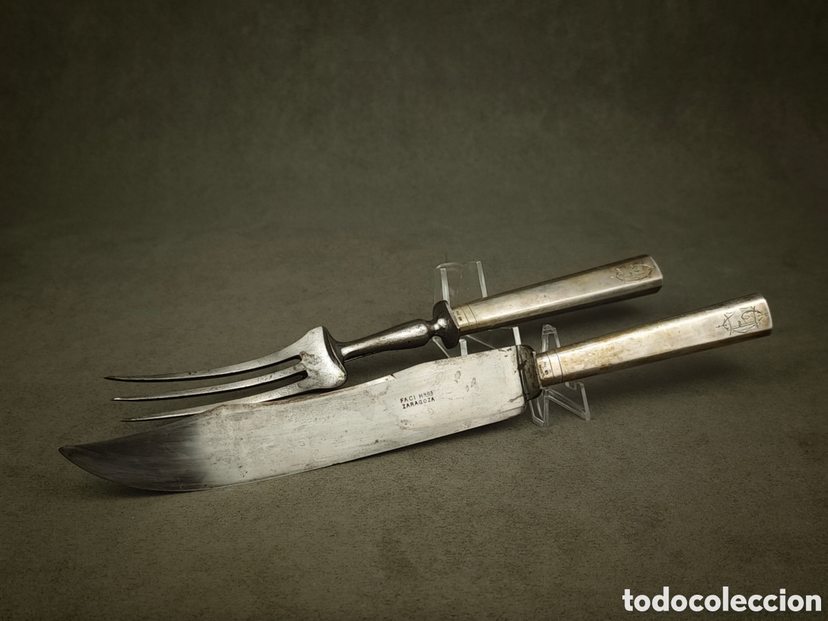 Antig&uuml;edades: Antiguo Conjunto para Servir Mangos de Plata - Foto 1