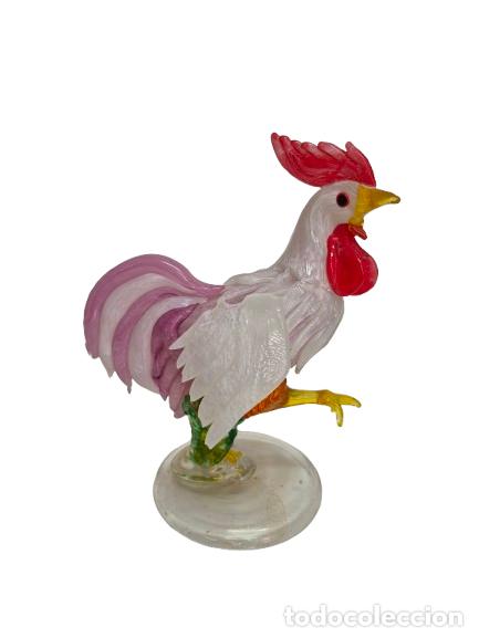 Antig&uuml;edades: Precioso Gallo - en Cristal de Murano - Altura 22 CM