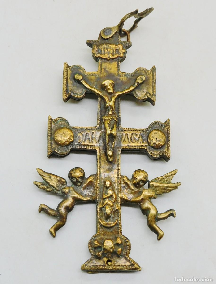 Antig&uuml;edades: ANTIGUA CRUZ DE CARAVACA EN BRONCE DORADO