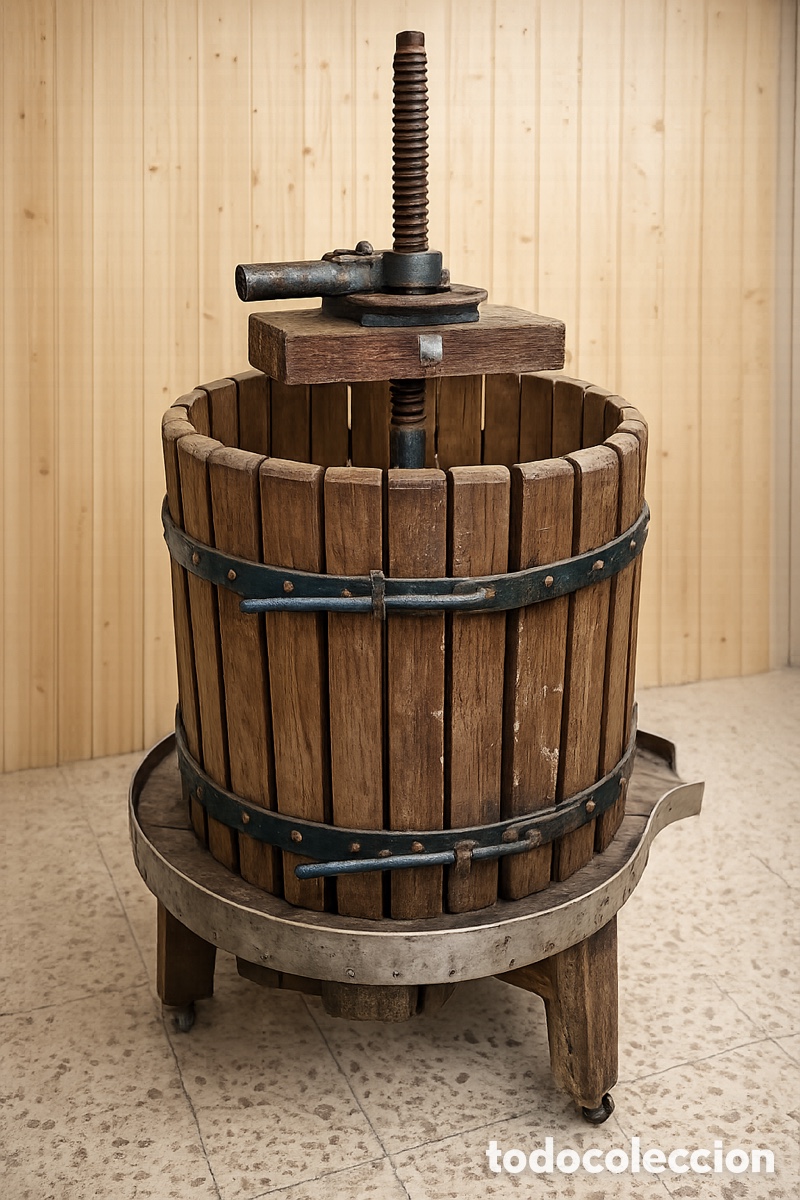 Antiques: Antigua prensa de vino en madera &ndash; lagar tradicional completo &ndash; gran tama&ntilde;o