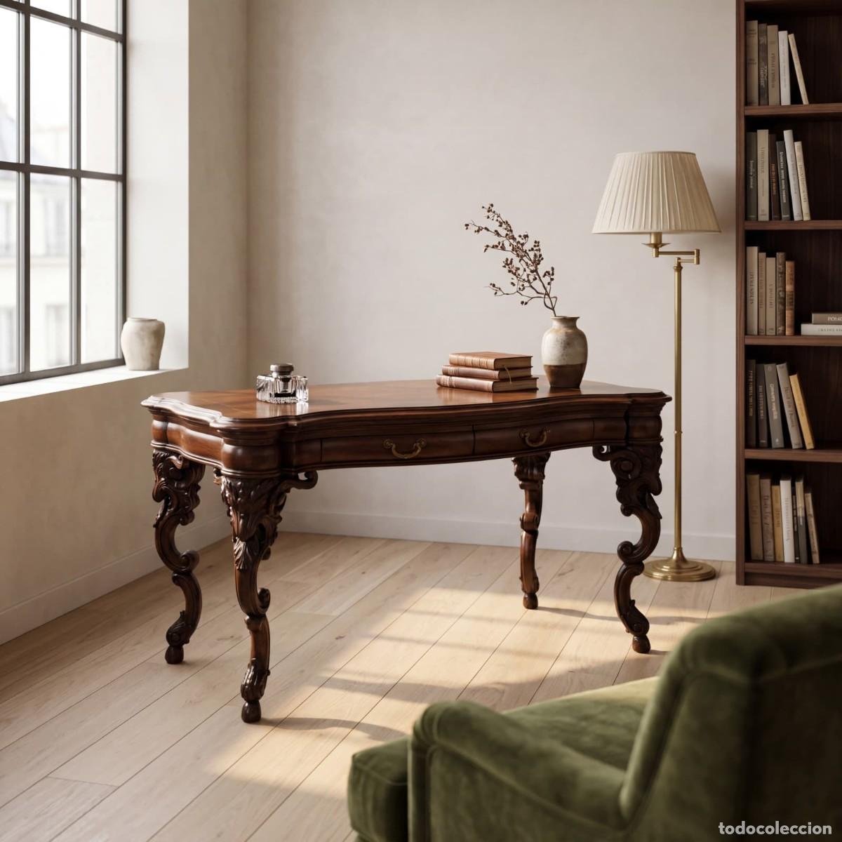 Antig&uuml;edades: Mesa Escritorio Francesa Antigua Madera. - Foto 2